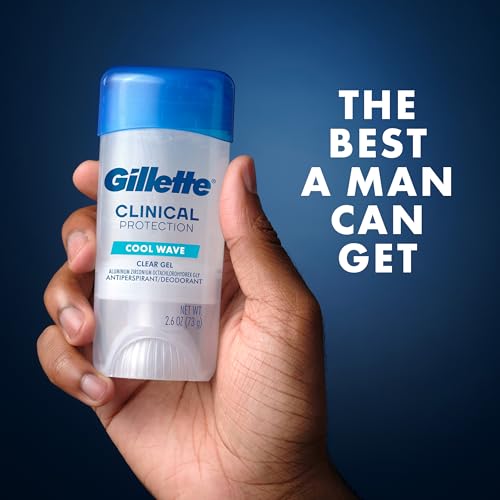 Buy now Gillette Clinical Antiperspirant and Deodorant for Men, 72hr Sweat & Odor Protection, Long Lasting Freshness, Anti-White Mark Technology, Clear Gel, Cool Wave Scent, 2.6 oz at indiglob india