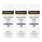 Buy now Neutrogena Age Shield Face Oil-Free Sunscreen Lotion with Broad Spectrum SPF 70, Non-Comedogenic Moisturizing Sunscreen to Help Prevent Signs of Aging, PABA-Free, 3 fl. oz (Pack of 3) at indiglob india