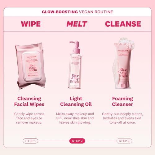 Buy now The Face Shop Rice Water Bright Light Facial Cleansing Oil, Daily Makeup Remover, Oil Cleanser, Vegan, Korean Skin Care with Jojoba Oil, Face Pore Cleanser, 150ml at indiglob india