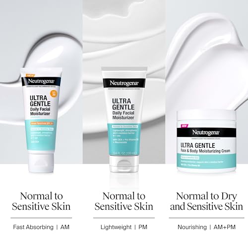 Buy now Neutrogena Ultra Gentle Daily Facial Moisturizer with SPF 30 Sunscreen with CICA, Lightweight Face Lotion with Broad Spectrum SPF 30 for Normal to Sensitive Skin, Fragrance-Free, 3.4 fl. oz at indiglob india
