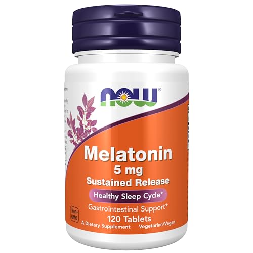 Buy now NOW Foods Supplements, Melatonin 5 mg, Sustained Release, Formulated for a 4-Hour Release Period, 120 Tablets at indiglob india