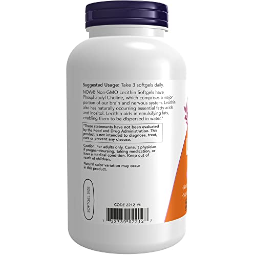 Buy now NOW Foods Supplements, Lecithin 1200 mg with naturally occurring Phosphatidyl Choline, 200 Softgels at indiglob india