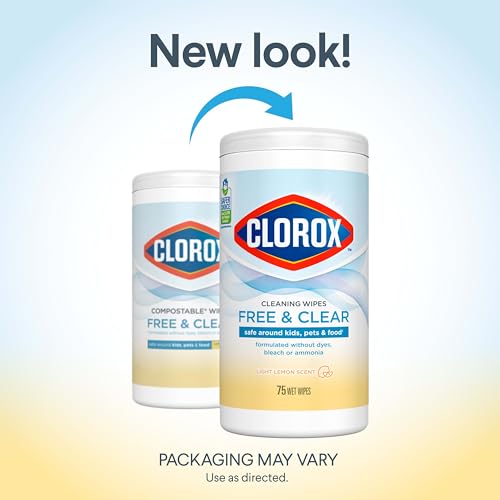 Buy now Clorox Free & Clear Cleaning Wipes, Light Lemon Scent, 75 Count (Package May Vary) at indiglob india