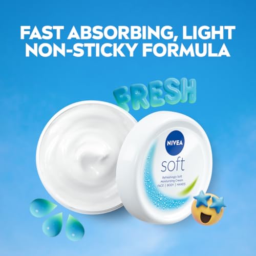 Buy now NIVEA Soft Light Moisturizer Cream, with Vitamin E & Jojoba Oil for Face, Hands and Body, 100 ml at indiglob india