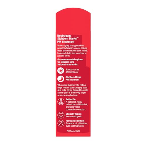 Buy now Neutrogena Retinol SA, Stubborn Marks PM Treatment, Face-Exfoliating Treatment to Help Reverse the Look of Post-Acne Marks & Uneven Skin Tone, Non-Comedogenic, PM Treatment, unscented, 1.0 Fl Oz at indiglob india
