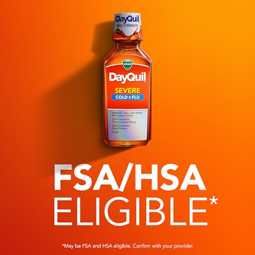 Buy now Vicks DayQuil Severe Cold & Flu Liquid Medicine, Daytime Relief for Headache, Fever, Sore Throat, Minor Aches & Pains, Chest Congestion, Stuffy Nose, Nasal Congestion, Sinus Pressure, & Cough, 2x12oz at indiglob india