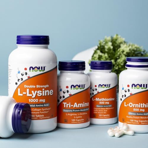 Buy now NOW Foods Supplements, Tri-Amino with L-Arginine, L-Ornithine, L-Lysine, Supports Protein Metabolism*, 120 Capsules at indiglob india
