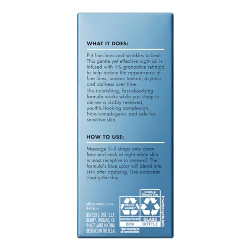 Buy now e.l.f. SKIN Youth Boosting Blue-ty Sleep Night Oil, Gentle Overnight Face Oil, Treats Fine Lines & Uneven Texture, Lightweight, Vegan & Cruelty-Free at indiglob india