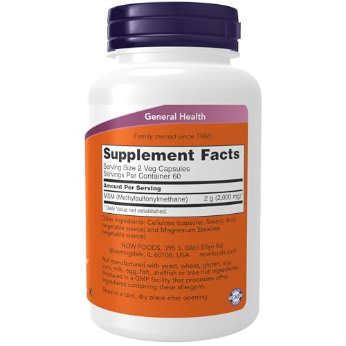 Buy now NOW Foods Supplements, MSM (Methylsulfonylmethane) 1,000 mg, Joint Health*, 120 Veg Capsules at indiglob india