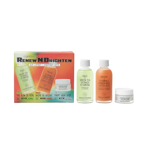 Buy now Youth To The People Renew N' Brighten Skincare Giftset - Travel Mini 3-Pc Set, Superfood Antioxidant Balancing Face Cleanser, Superfruit Gentle Exfoliating Facial Wash, Air Whip Hydrating Moisturizer at indiglob india