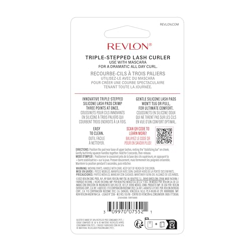 Buy now Revlon Triple-Stepped Lash Curler, Eyelash Lift For a Super-Curled Look in One Squeeze, 3-Tiered Pads for Gentle, Tug-Free Curling, 1 Count at indiglob india