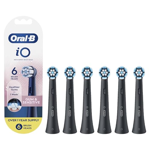 Buy now Oral-B iO Gum & Sensitive Replacement Heads, Electric Toothbrush Brush Heads, Black, 6 Count at indiglob india