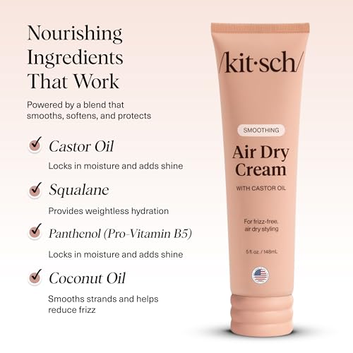 Buy now Kitsch Smoothing Air Dry Cream for Hair â€“ Frizz Control Hair Care Product with Castor Oil & Coconut Oil â€“ Weightless Styling Cream - Enhances Natural Texture Appearance | Ideal Gifts for Women â€“ 5 oz at indiglob india
