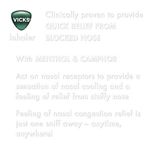 Buy now KRUM Vicks Inhaler, Portable Nasal Inhaler, Non-Medicated, Soothing Vapors to Breathe Easy, Menthol Scent, 2 Inhalers at indiglob india