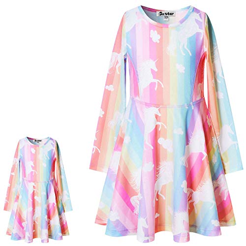 Buy now Long Sleeve Unicorn Dresses for Girls Kids 10 11 Matching 18 inch American Doll at indiglob india
