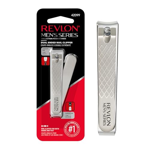 Buy now Revlon Dual-Ended Nail Clipper for Men, Straight and Curved Edges, for Fingernail and Toenail Trimming, Stainless Steel, 1 Count at indiglob india