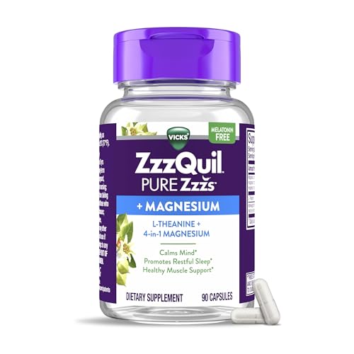 Buy now ZzzQuil Pure Zzzs, +Magnesium Capsules, L-Theanine and Magnesium, Sleep Aid, 4-in-1 Magnesium: Citrate, Bisglycinate, Oxide, and Carbonate, Sleep Aids for Adults, 90 Sleep Capsules at indiglob india