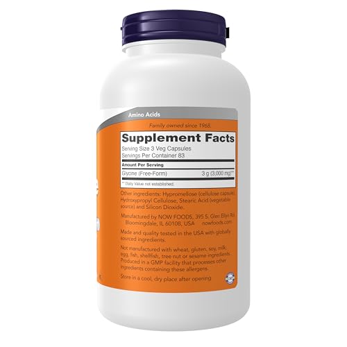 Buy now Now Supplements, Glycine 1,000 mg Free-Form, Neurotransmitter Support*, 250 Veg Capsules at indiglob india