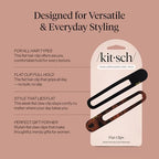 Buy now Kitsch Flat Hair Clips for Women - Strong Hold, No Slip Grip Flat Claw Clips | Sleek Curved Design For Comfortable Look | Hair Accessories For Girls | Ideal Gifts for Women - Black & Tortoise, 2pcs at indiglob india