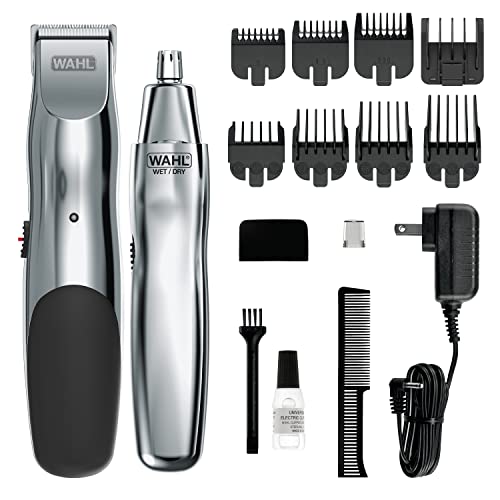 Buy now Wahl Groomsman Rechargeable Beard Trimmer kit for Mustaches, Nose Hair, and Light Detailing and Grooming with Bonus Wet/Dry Battery Nose Trimmer Æ’?? Model 5622v at indiglob india