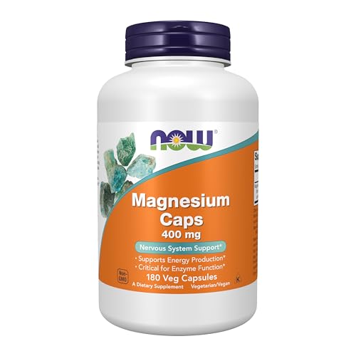Buy now NOW Foods Supplements, Magnesium 400 mg, Enzyme Function*, Nervous System Support*, 180 Veg Capsules at indiglob india