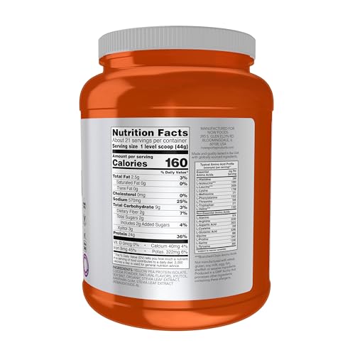 Buy now NOW Foods Sports Nutrition, Pea Protein 24 g, Easily Digested, Creamy Chocolate Powder, 2-Pound at indiglob india