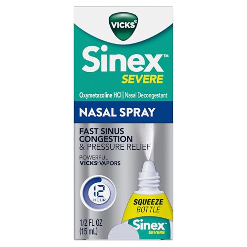 Buy now Vicks Sinex SEVERE, Nasal Spray, Original Sinus Decongestant for Fast Relief of Cold & Allergy Congestion, Sinus Pressure Relief, 0.5 Fl. Oz (Pack of 4) at indiglob india