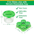 Buy now Glass Baby Food Storage Containers (4 Pk) - 2oz Jars in Stackable Storage Tray w Tight Interlocking Base- Dry-Erase Marker Labeling- Microwave Freezer Dishwasher Safe- Babyfood Breast Milk, Gift at indiglob india