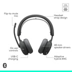 Buy now Logitech Zone Wireless 2 ES for Business - Noise-Canceling Wireless Headset with Adaptive Hybrid ANC, Native Bluetooth, Microsoft Teams Certified - Graphite at indiglob india