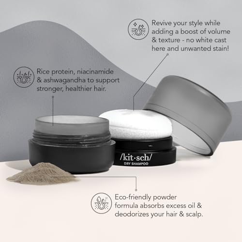 Buy now Kitsch Dry Shampoo Powder for Women & Men Dry Shampoo for Dark Hair w/Rice Protein - Unscented, Volumizing, No White Cast, Non Toxic, Non Aerosol, Organic | Ideal Gifts for Women, Travel Size - 8g at indiglob india