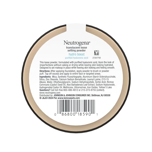 Buy now Neutrogena Hydro Boost Translucent Loose Setting Powder with Purified Hyaluronic Acid for Smooth Skin, Blurs Imperfections and Sets Makeup, Lightweight Face Powder, .44 oz at indiglob india