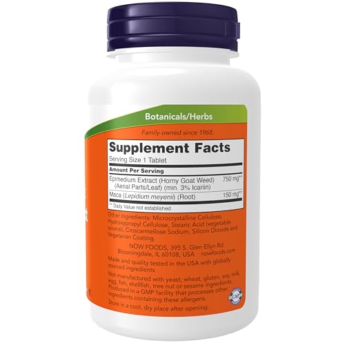 Buy now NOW Supplements, Horny Goat Weed Extract 750 mg Plus 150 mg of Maca Root, Tonifying Herb*, 90 Tablets at indiglob india