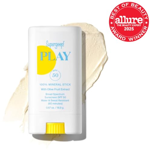 Buy now Supergoop! PLAY Mineral Stick SPF 50, 0.67 oz - On-the-Go Broad Spectrum Face Sunscreen - Water Resistant - Vegan at indiglob india
