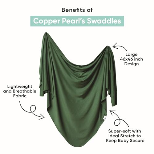 Buy now Copper Pearl Large Premium Knit Baby Swaddle Receiving Blanket Evergreen at indiglob india
