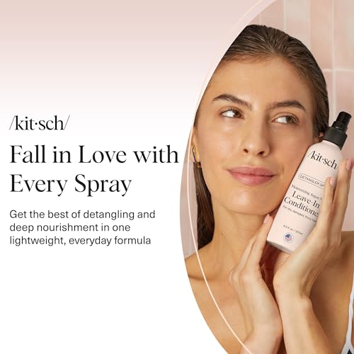 Buy now Kitsch Argan Milk Leave In Conditioner Spray â€“ Hair Detangler Spray for Curly, Wavy, Fine, Dry & Damaged Hair - Silicone-Free | Ideal Gifts for Women - 6.3oz at indiglob india