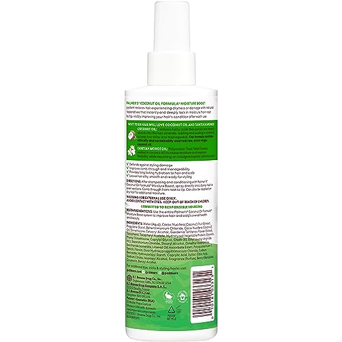 Buy now Palmer's Coconut Oil Formula Moisture Boost Leave-In Conditioner Spray, Instantly Detangle, Hydrate and Strengthen Textured and Curly Hair, 8.5 Ounce at indiglob india