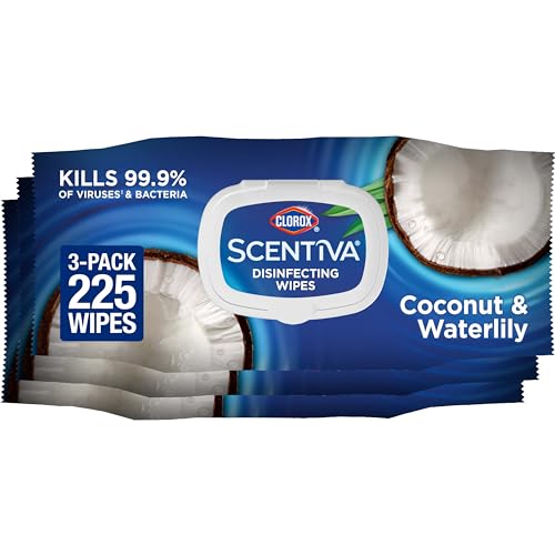Buy now Clorox Scentiva Disinfecting Wipes, Coconut and Waterlily, 75 Count, Pack of 3 (Package May Vary) at indiglob india