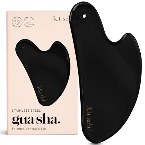 Buy now Kitsch Stainless Steel Gua Sha Facial Tools - Guasha Tool for Face, Face Sculpting Tool, Jawline Shaper, Double Chin Reducer, Body Gua Sha Tools, Lymphatic Drainage Massager, Facial Skin Care - Silver at indiglob india