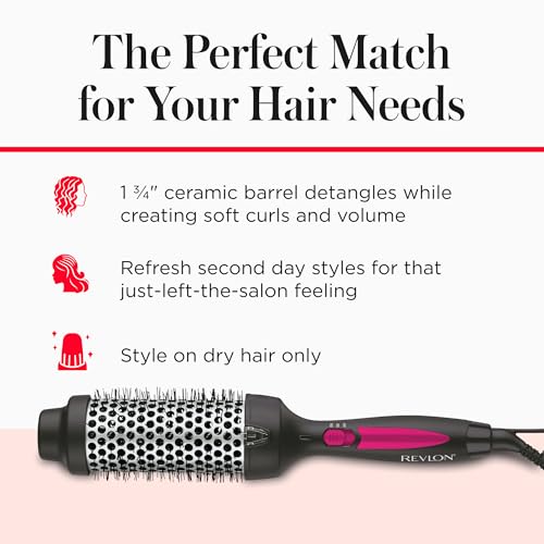 Buy now REVLON Perfect Match Hot Styler - Heated Brush to Style and Extend Blowouts, Hot Brush for Curls, Body, and Volume, Reduces Frizz and Boosts Shine at indiglob india