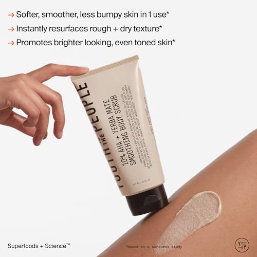 Buy now Youth To The People 10% AHA + Yerba Mate Smoothing Energy Body Scrub (8 fl oz), Exfoliates Rough Texture + Dry Skin, Suitable for Sensitive + Keratosis Pilaris Skin, Vegan at indiglob india
