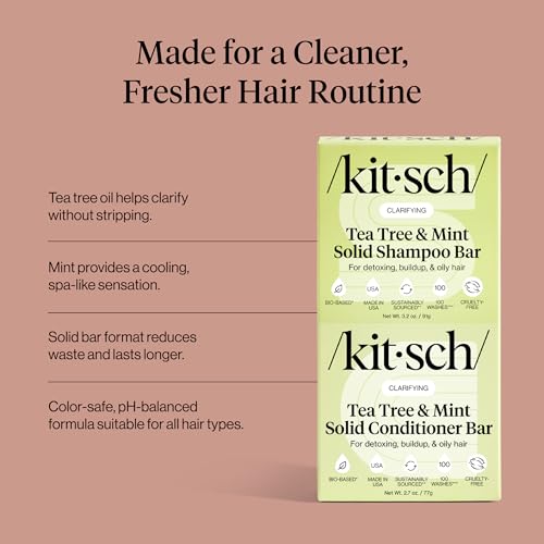 Buy now Kitsch Clarifying Tea Tree Shampoo and Conditioner Set â€“ Shampoo & Conditioner Bar for Women and Men, Scalp & Oil Control Hair Care â€“ Free of Paraben, Sulfate & Silicone â€“ Made in USA - 2 pcs at indiglob india