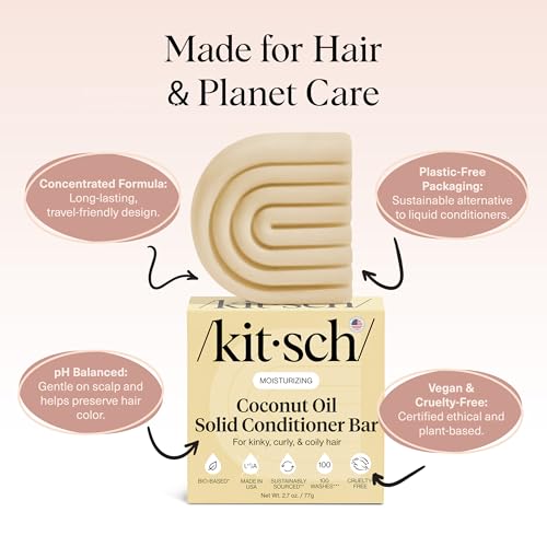 Buy now Kitsch Coconut Oil Conditioner Bar - Hair Conditioner For Women and Men - Deep Moisturizing, Nourishes, Hydrate & Soften Damaged Dry Hair - Silicone, Paraben & Sulfate Free - 2.7 oz at indiglob india