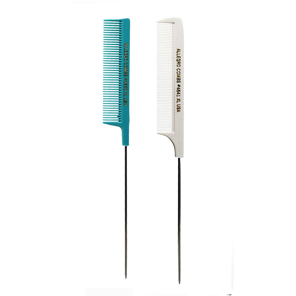 Buy now Allegro XL Pintail Rat Tail & Parting Combs - Metal Tail Foiling & Pin Combs (2 Pc. AQUA & WHITE) at indiglob india
