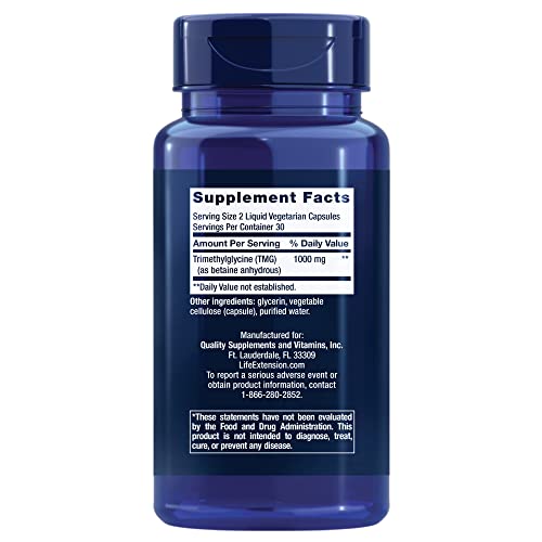 Buy now Life Extension TMG, trimethylglycine, Encourages Healthy homocysteine Levels, Non-GMO, Gluten-Free, Vegetarian, 60 Capsules at indiglob india