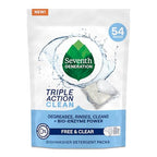 Buy now Seventh Generation Triple Action Clean Automatic Dishwasher Detergent Packs with Bio-Enzyme Power, Free & Clear, Fights 48-hour Stuck-on Food, 54 count at indiglob india