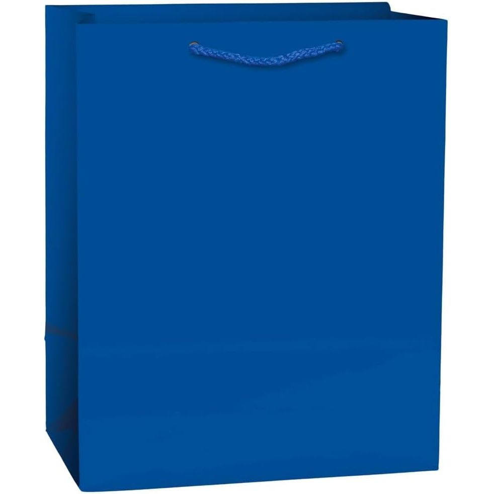 Buy now Vibrant Solid Glossy Medium Bag - 9.5"H x 7.75"W x 4.5" (1 Pc.) - Sturdy, Eye-Catching & Eco-Friendly - Ideal for Events, Celebrations & Gifting, Black Bright Royal Blue at indiglob india