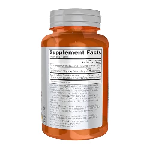 Buy now NOW Foods Sports Nutrition, HMB (?-Hydroxy ?-Methylbutyrate), Double Strength 1,000 mg, 90 Tablets at indiglob india