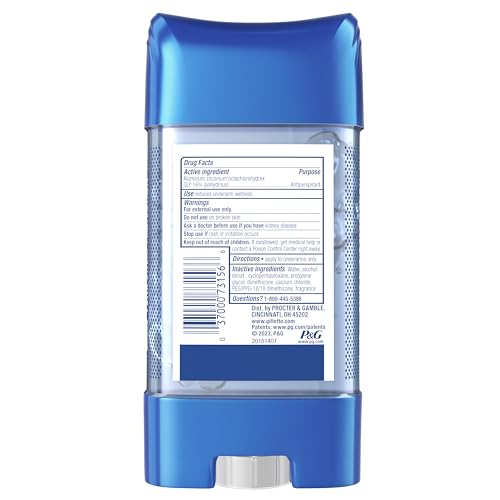 Buy now Gillette Antiperspirant and Deodorant for Men, 72hr Sweat & Odor Protection, Long Lasting Freshness, Anti-White Mark Technology, Clear Gel, Wild Rain Scent, 3.8 oz at indiglob india