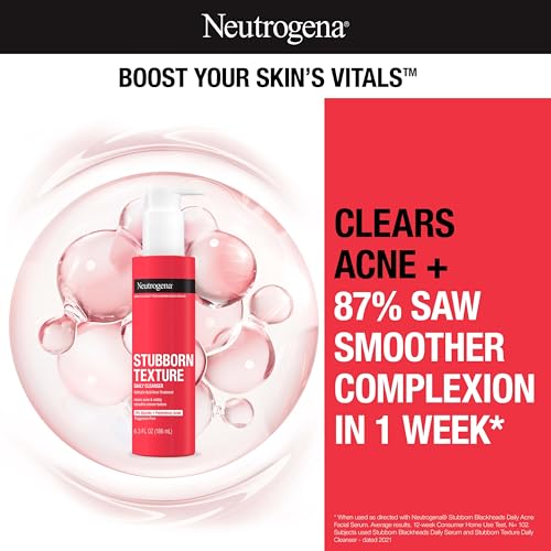 Buy now Neutrogena Stubborn Texture Daily Acne Facial Cleanser, Salicylic Acid Face Wash + Glycolic & Polyhydroxy Acids, Fragrance-Free, 6.3 fl. oz at indiglob india