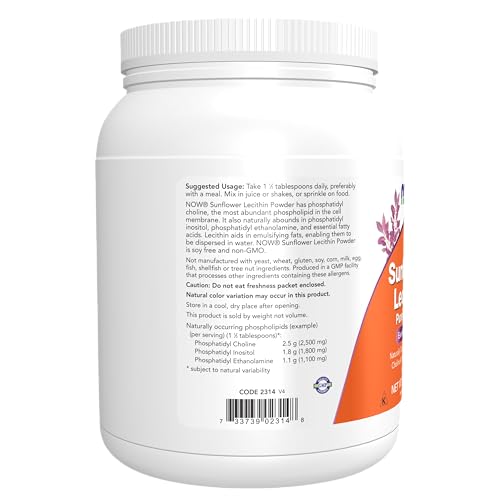 Buy now NOW Foods Supplements, Sunflower Lecithin with naturally occurring Phosphatidyl Choline and Other Phosphatides, Powder, 1-Pound at indiglob india